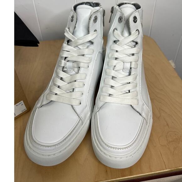 Zadig & Voltaire ZV1747 High Flash White Leather Sneakers SZ FR39/US 8 Womens - Picture 2 of 11